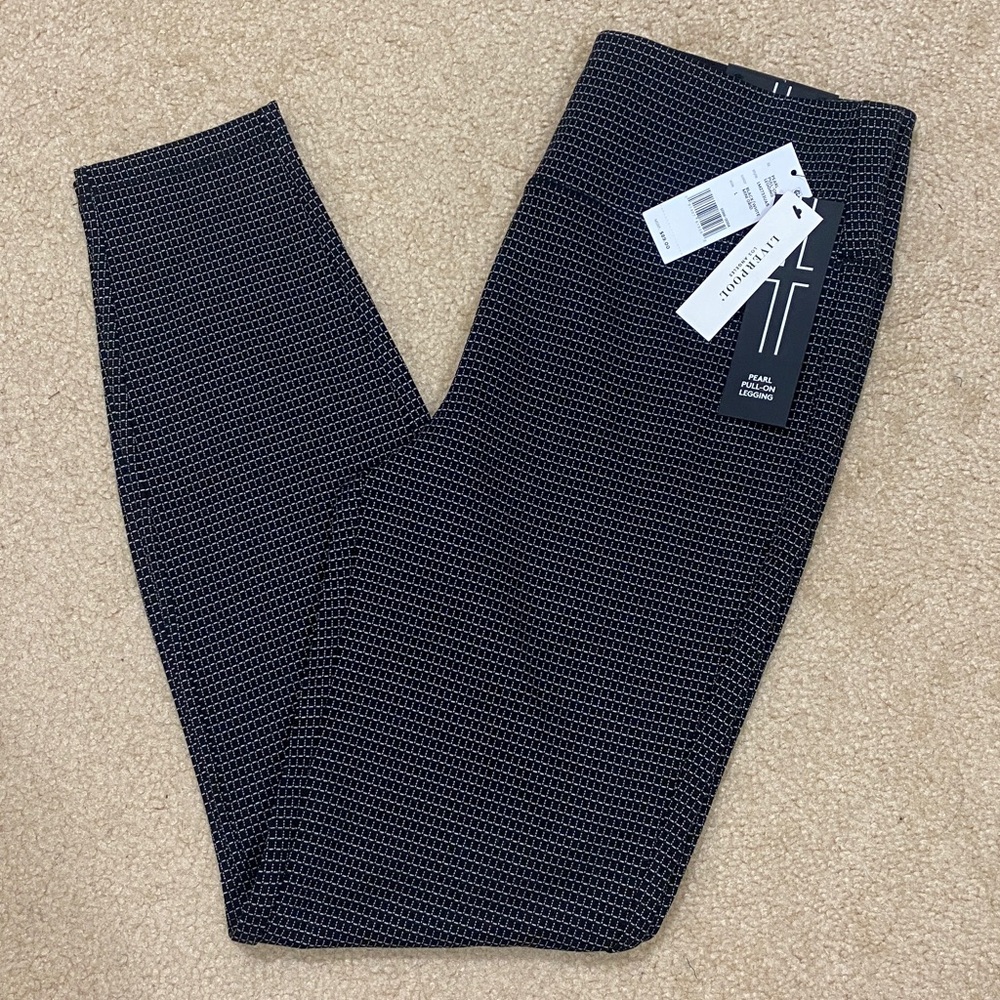 LIVERPOOL Pearl Pull-on Legging Pants w Black/White Grid Women's Size L